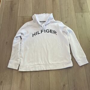 Tommy Hilfiger Women’s White Funnel Neck Logo Sweatshirt Sz L